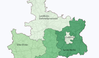 Karte Erfassungsprojekt: umfasst die Landkreise: Dahme-Sprewald, Spree-Neiße, Elbe-Elster und Oberspreewald-Lausitz sowie die Stadt Cottbus.